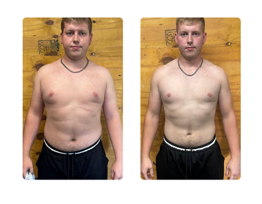 Young male member front view transformation