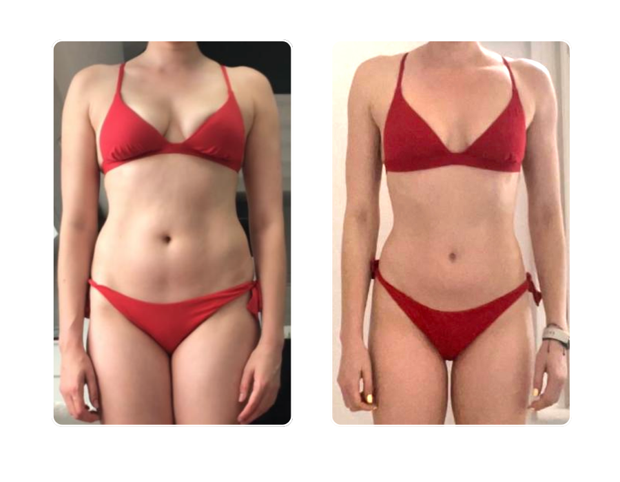 Female member front view transformation in bikini