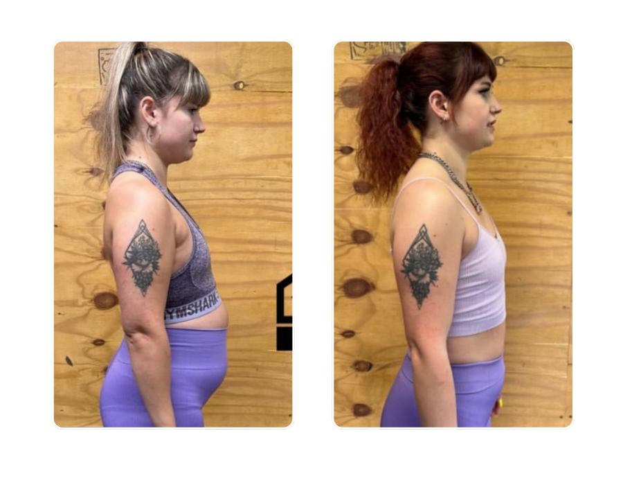 Female member transformation - side profile showing toning results